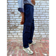 Load image into Gallery viewer, Navy Blue Stretch Knit Pant