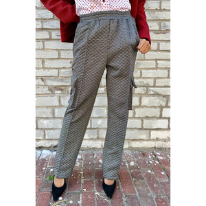 Gray Quilted Knit Pant